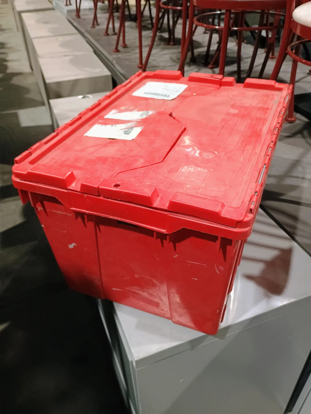JUNE SALE! Large Red Plastic Storage / Shipping/ Moving Bins image indicator(3)