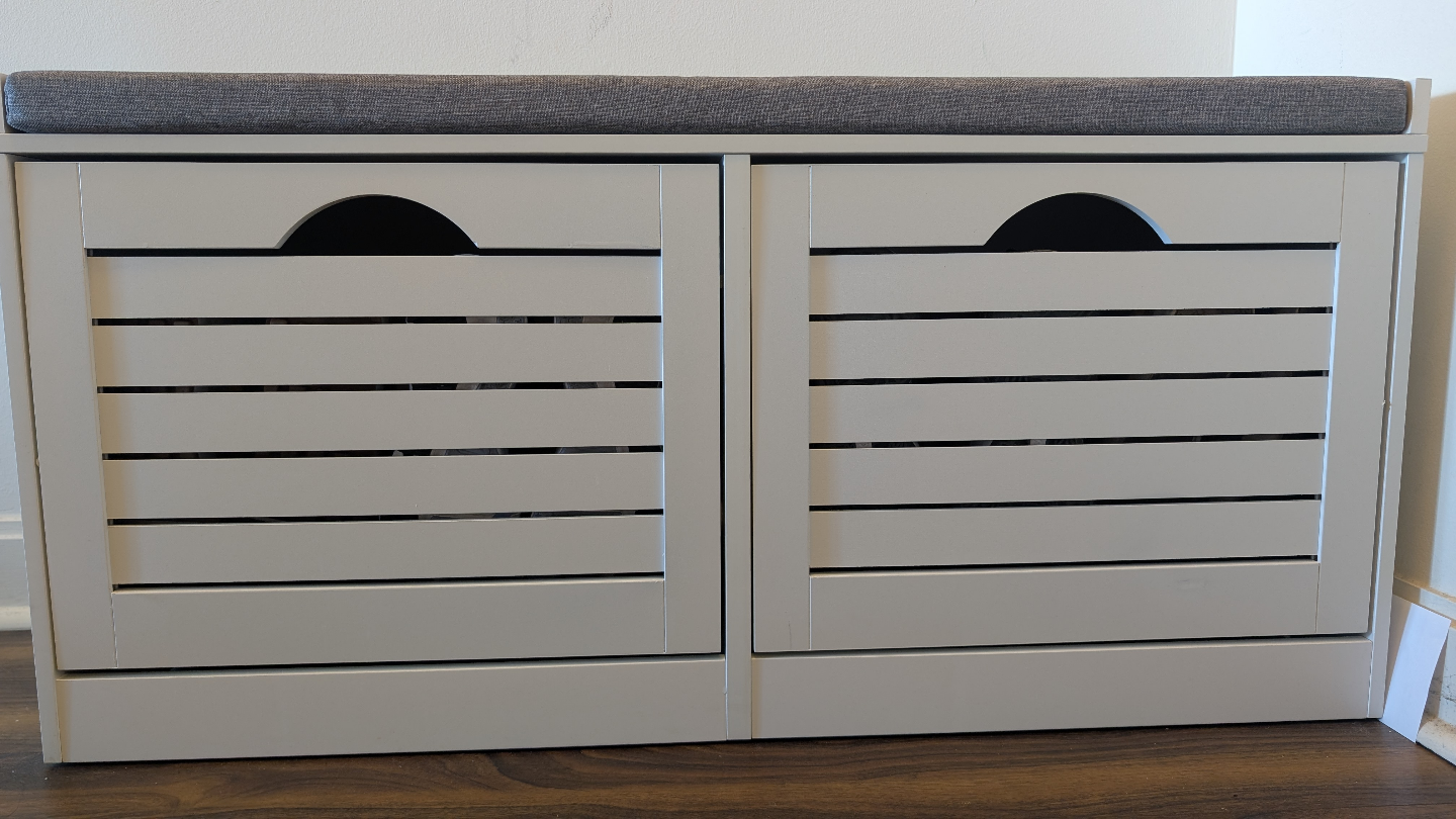 White Shoe Bench with Storage - photo 2