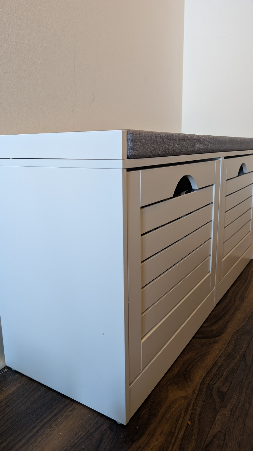 White Shoe Bench with Storage - photo 3