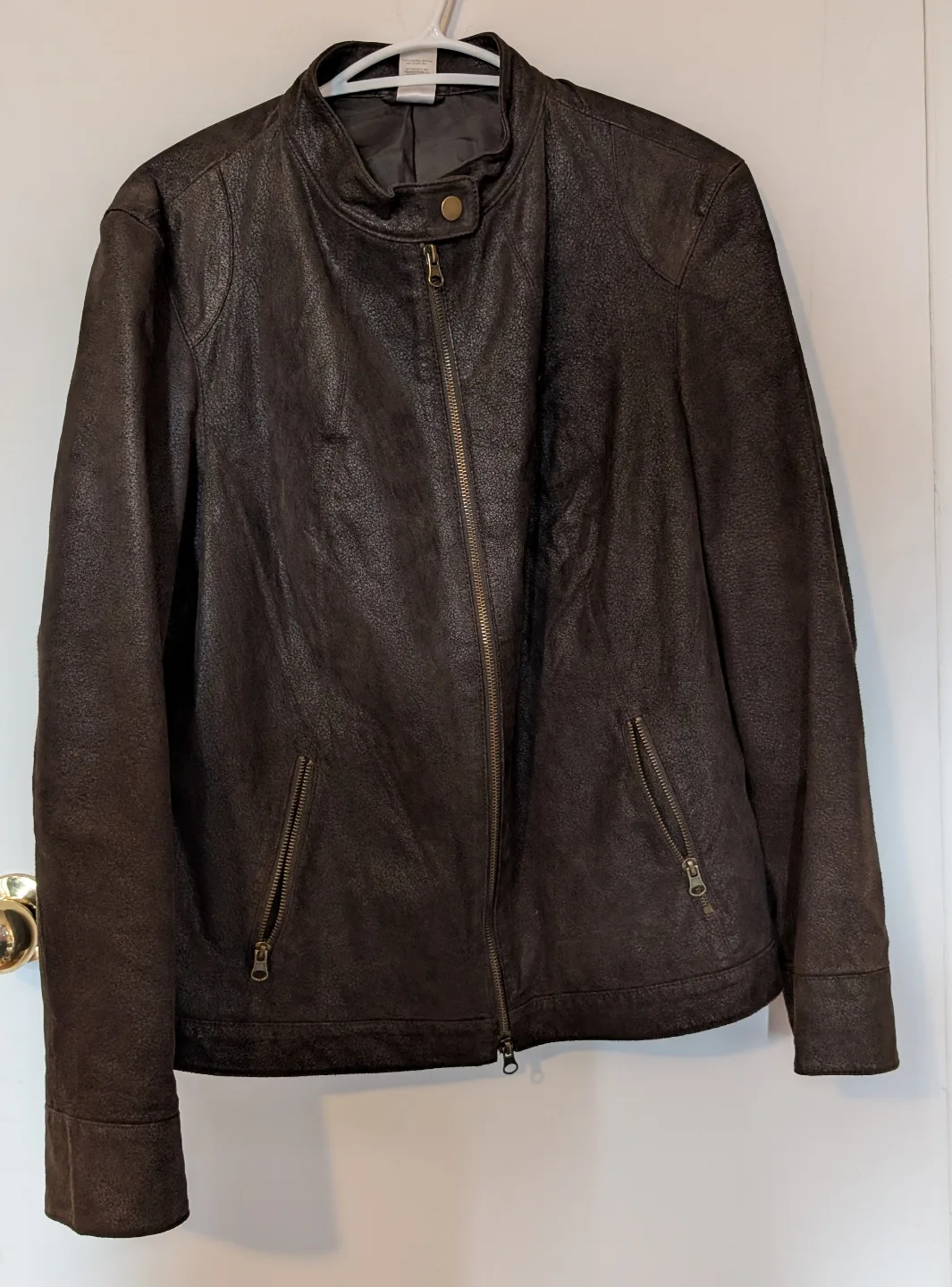 Brown Leather Jacket - Size Large thumbnail