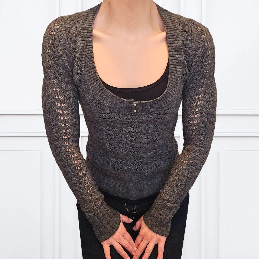 Guess Jeans Grey Knit Sweater - Size Small thumbnail