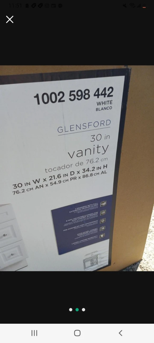 Glacier Bay Glensford 30-inch White Bathroom Vanity - photo 3