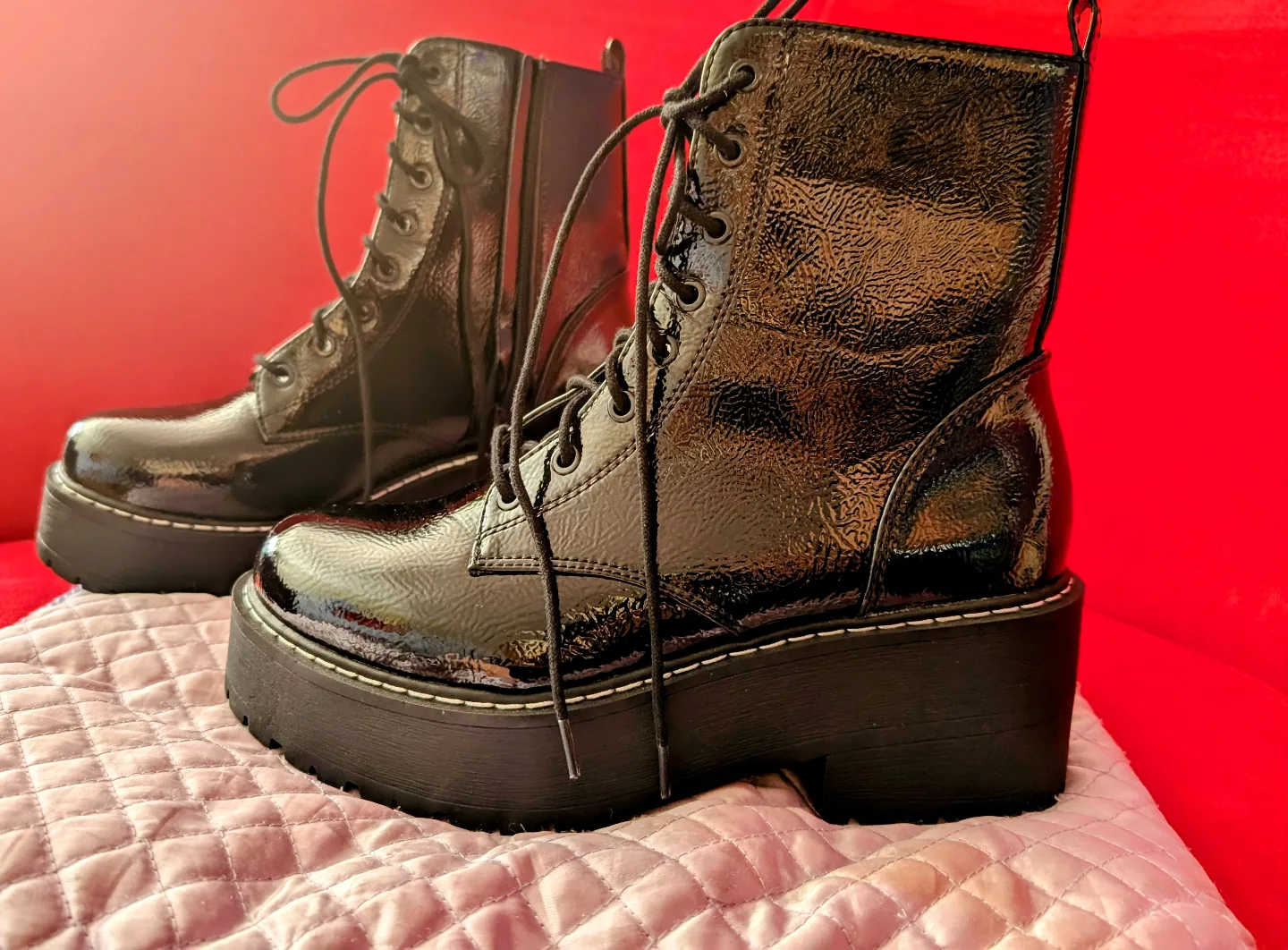 Black Patent faux leather Platform Boots image indicator(2)