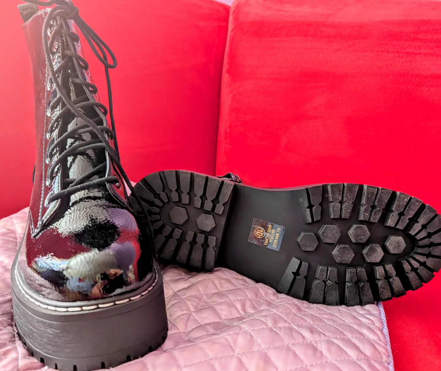 Black Patent faux leather Platform Boots image indicator(4)