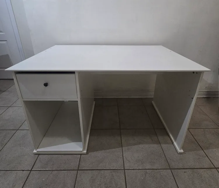 White Desk with Drawer and Shelf