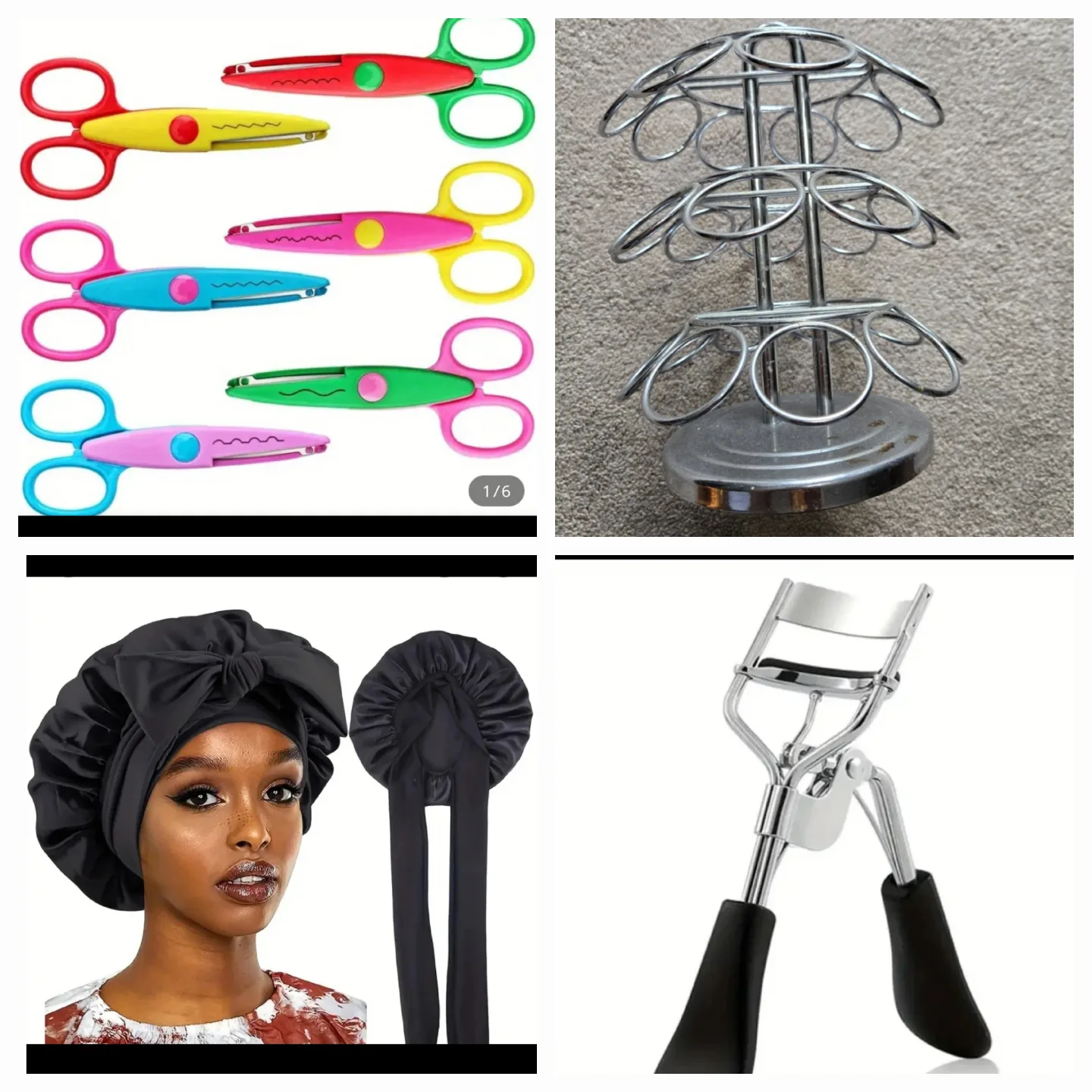 Bonnet, scissors, pods organizer,  eyelash curler thumbnail