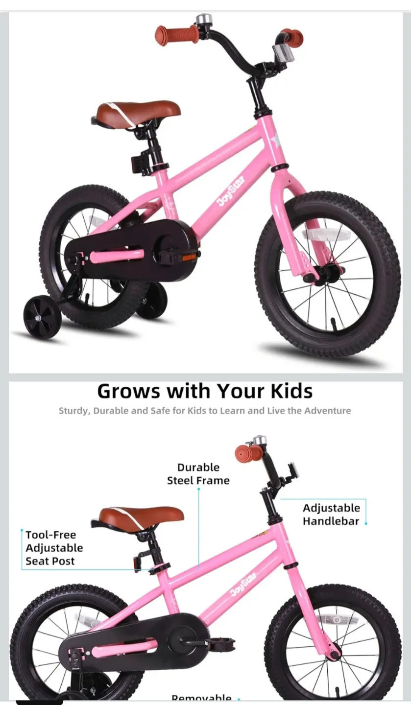 JoyStar 14-Inch Kids Bike with Training Wheels - Pink image indicator(5)