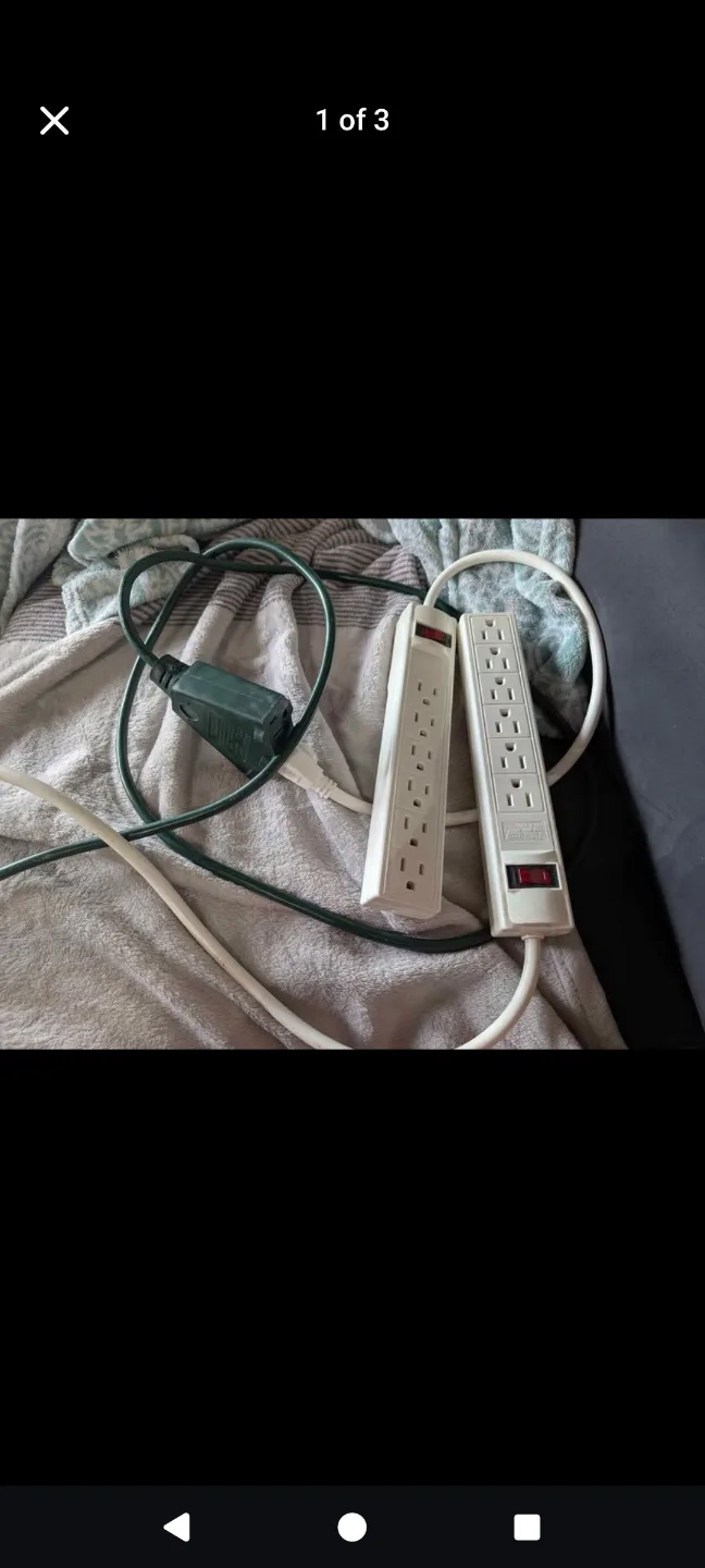 TWO IKEA 6-outlet power strips & ONE Stanley Power Block 8