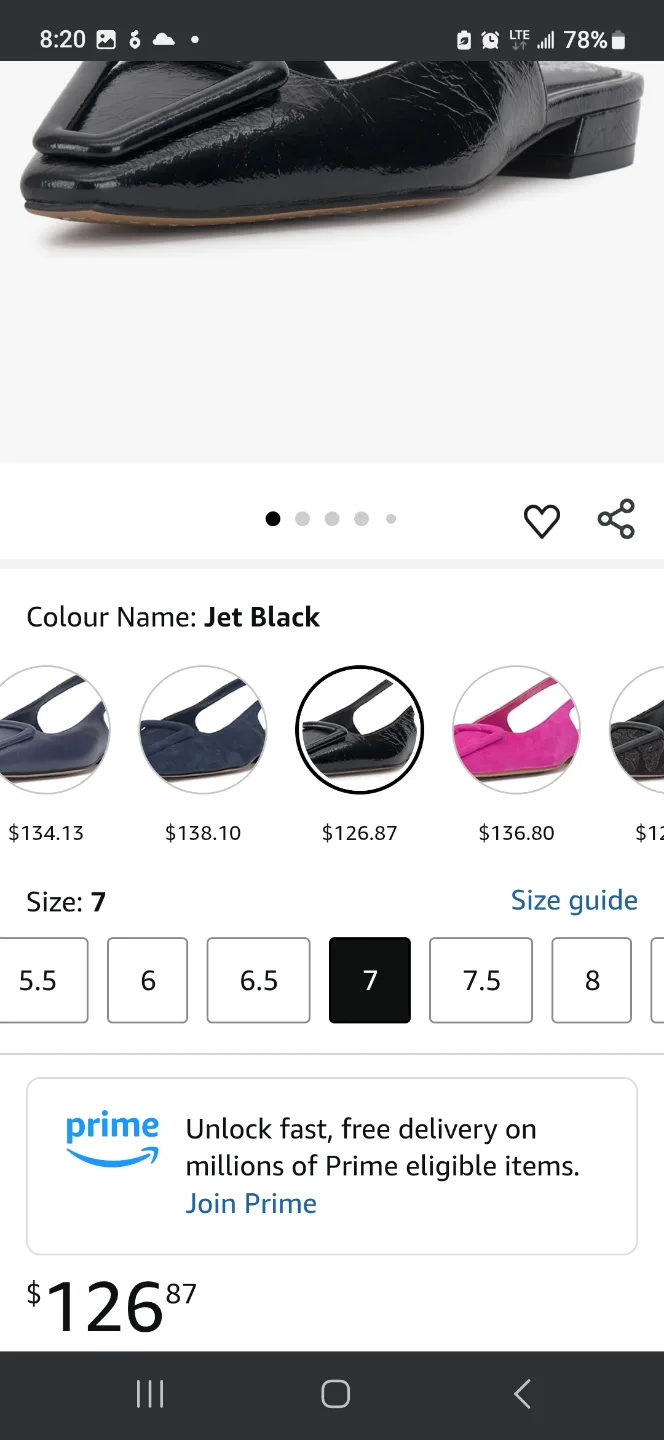 Vince Camuto Women's Size 7M/37 Black and Gold Pointed-Toe Flats image indicator(7)