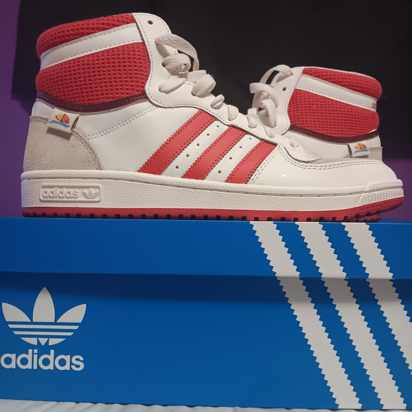 Adidas Top Ten Hi Sneakers - White and Red - photo 2