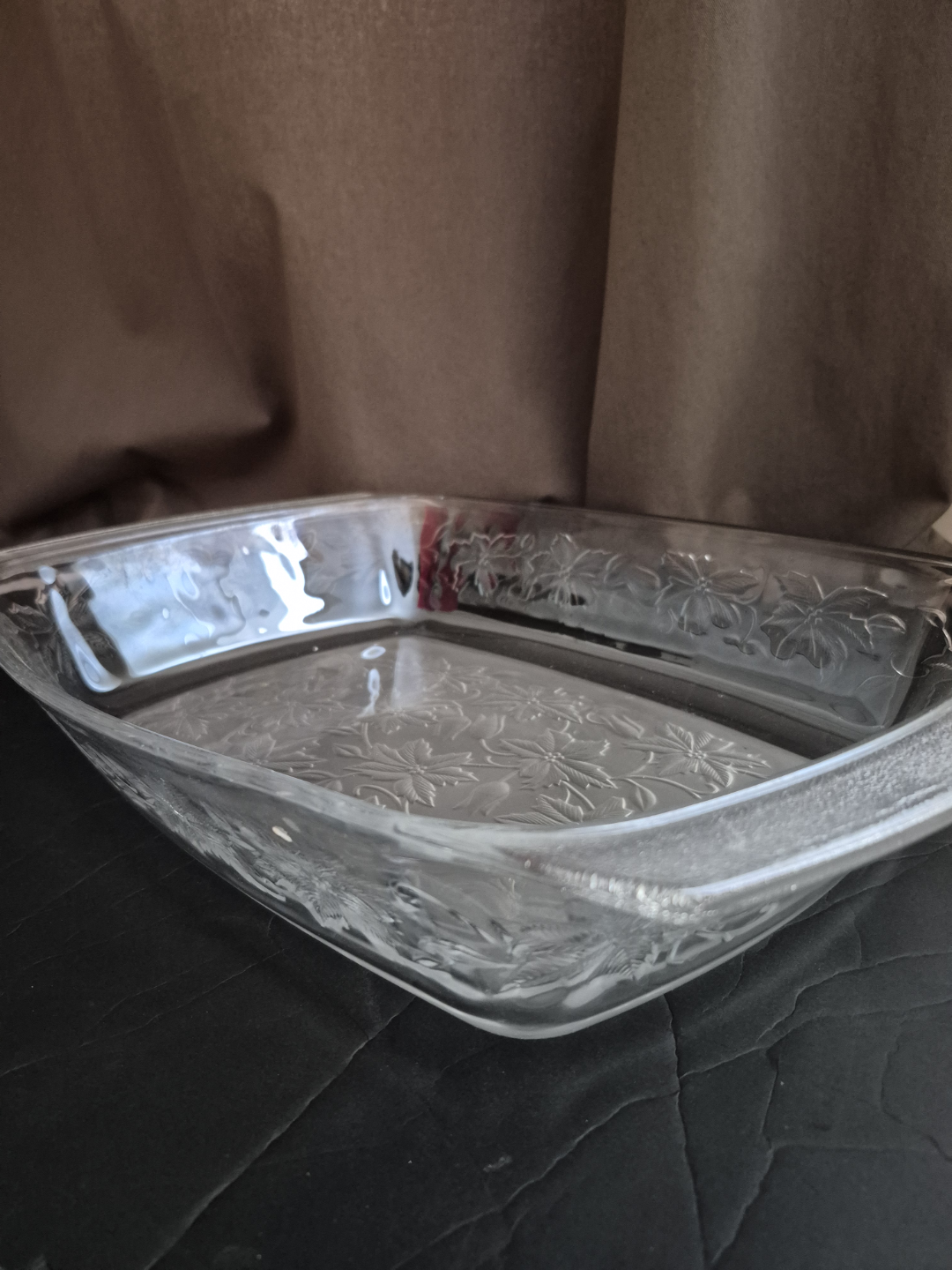 Glass Baking Dish with Floral Design