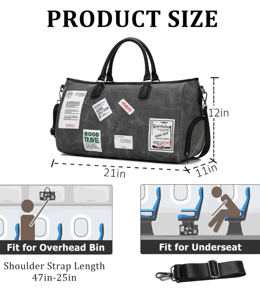 Grey Travel Duffle Bag with Multiple Pockets - photo 2