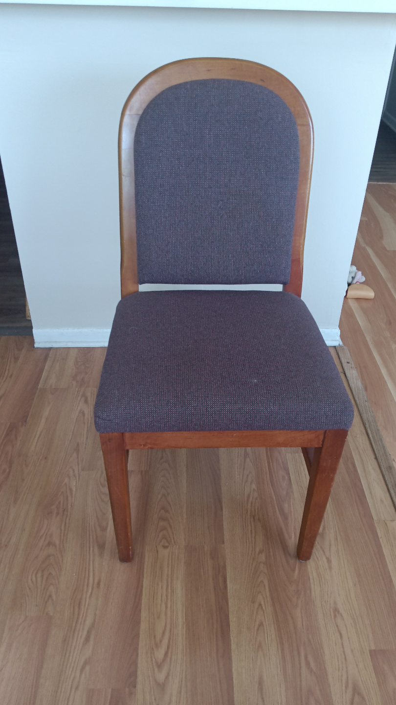 Wooden Dining Chair with Dark Purple Upholstery