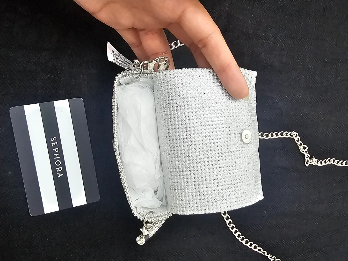 BNWT Aldo Silver Rhinestone Crossbody Bag image indicator(4)