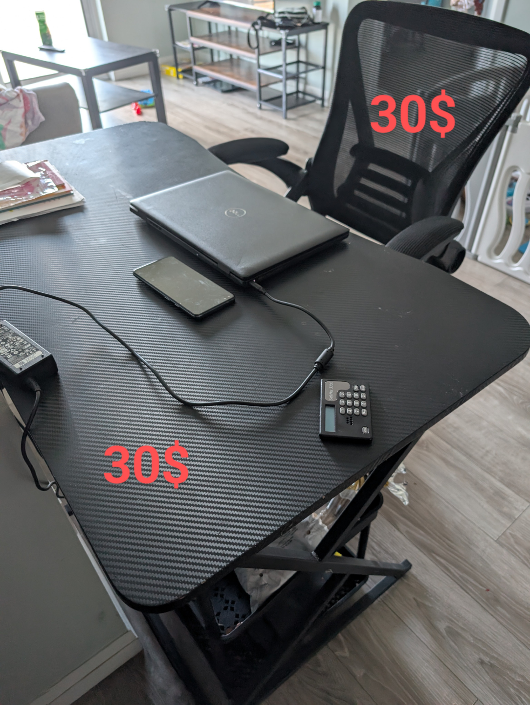 Black Computer Desk and Office Chair