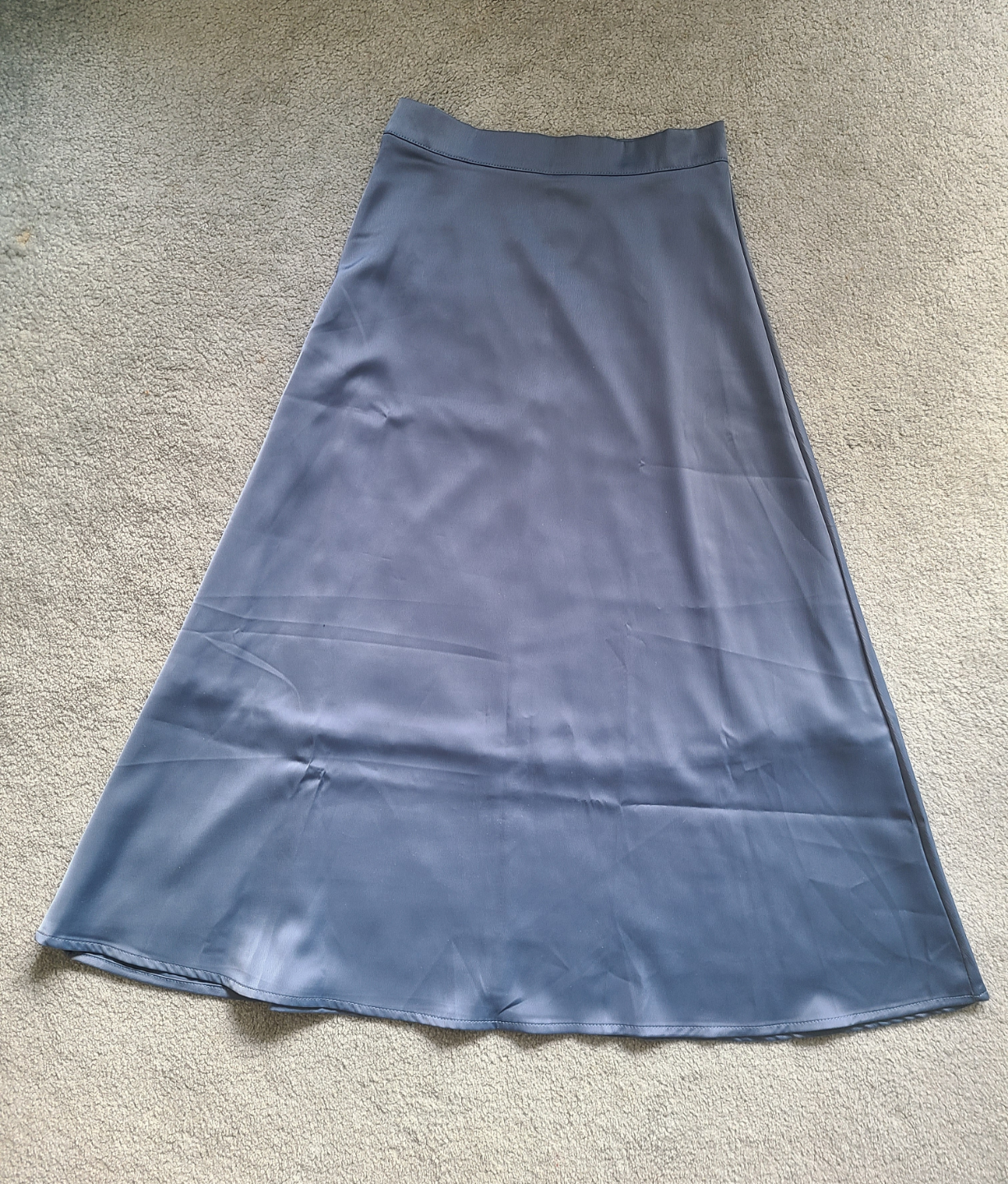 Blue A-Line Midi Skirt