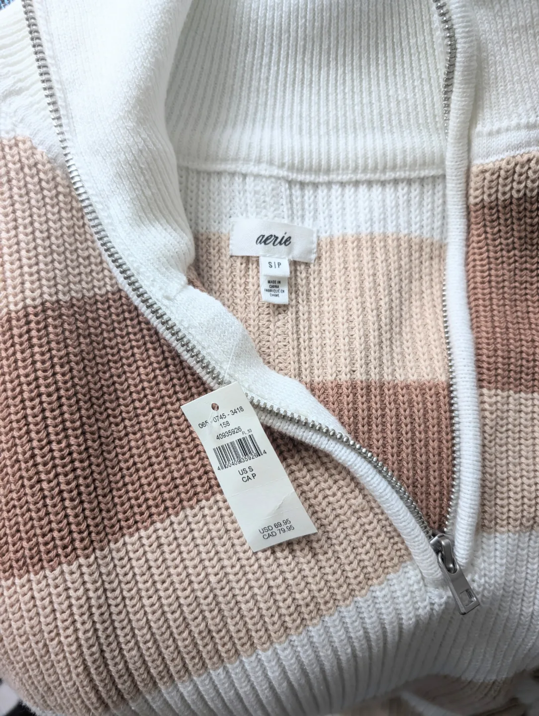 BNWT Aerie quarter zip cotton sweater image indicator(3)