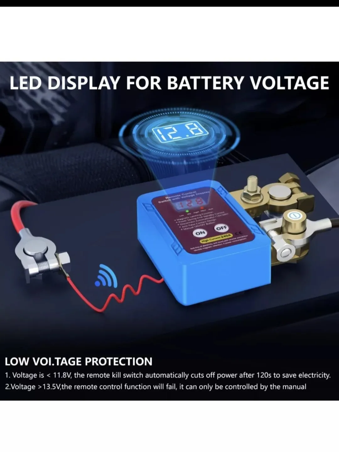 Remote Battery Disconnect Switch,12V/24V 240A,Kill Switch image indicator(2)