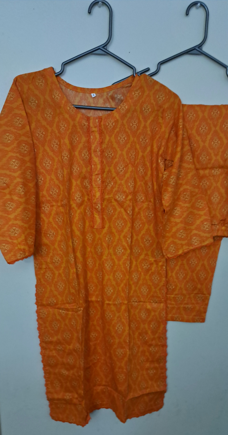 Orange Printed Two-Piece Suit