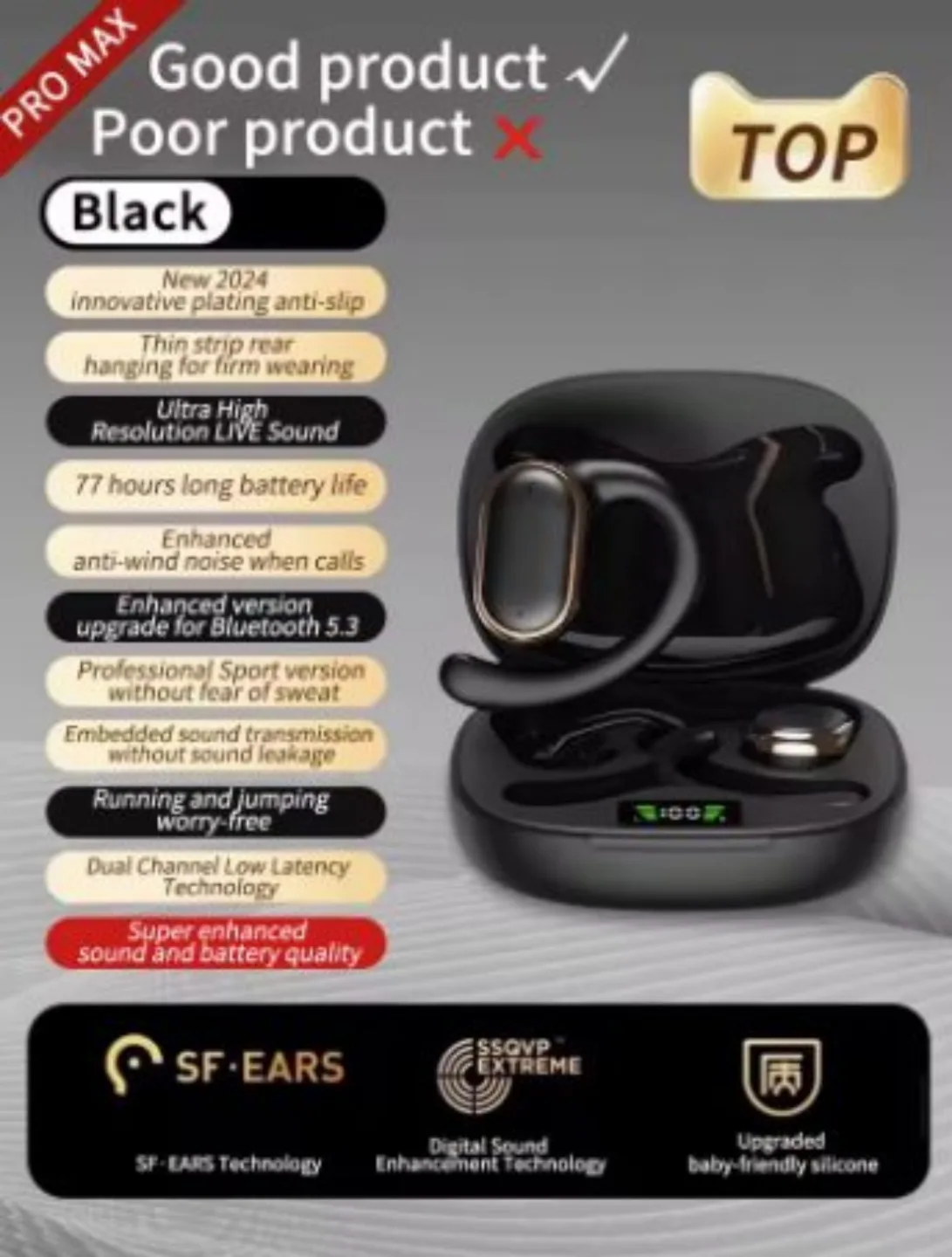 Wireless open ear  Bluetooth Earbuds sports thumbnail