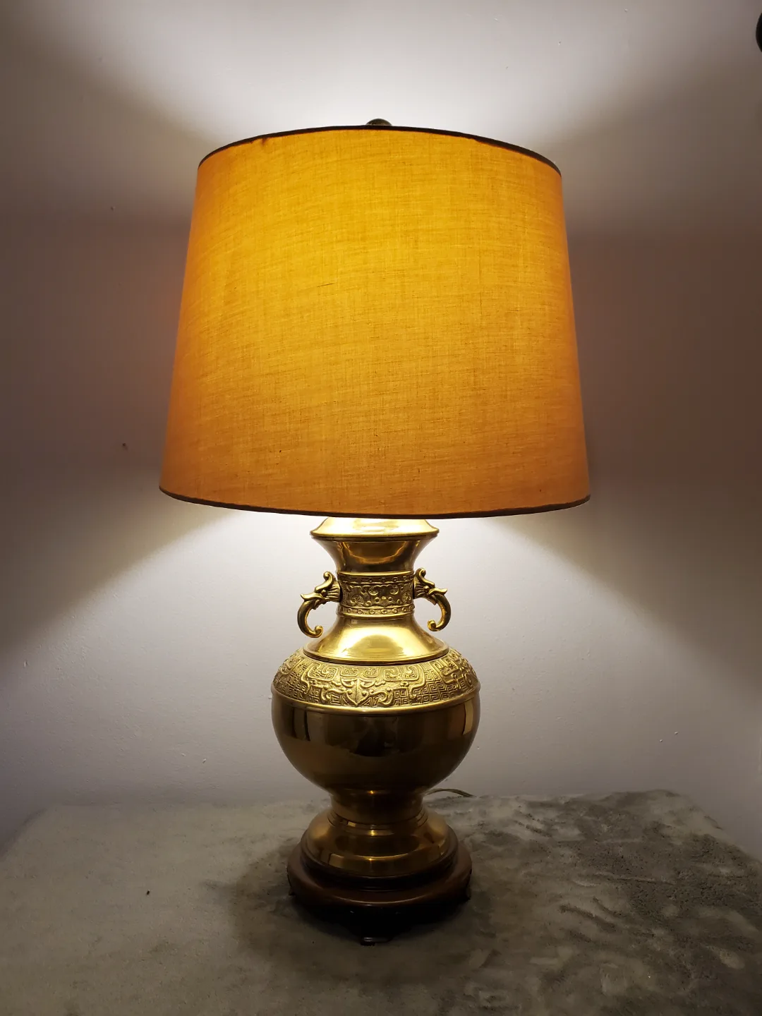 Vintage Brass Table Lamp with Design thumbnail