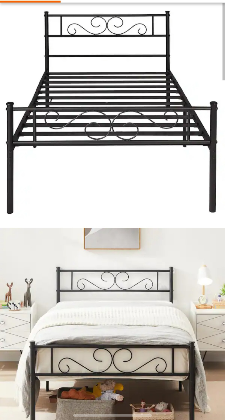 Twin-size Metal Bed Frame - Black