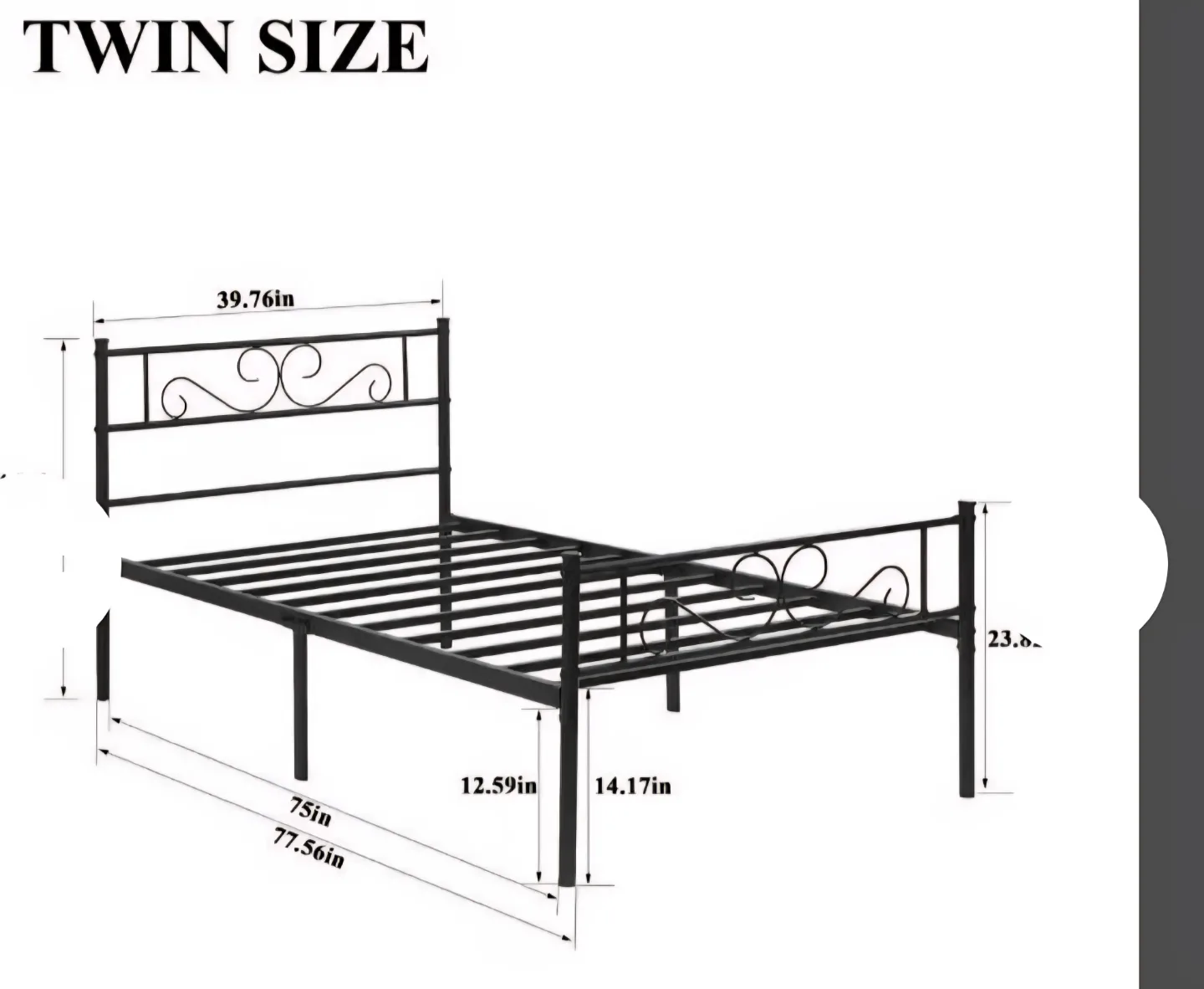 Twin-size Metal Bed Frame - Black image indicator(3)
