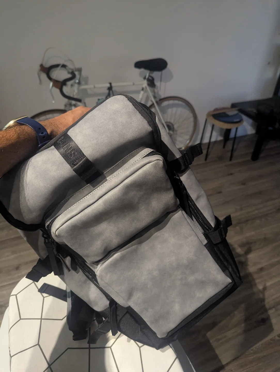 Grey Backpack with Multiple Compartments thumbnail