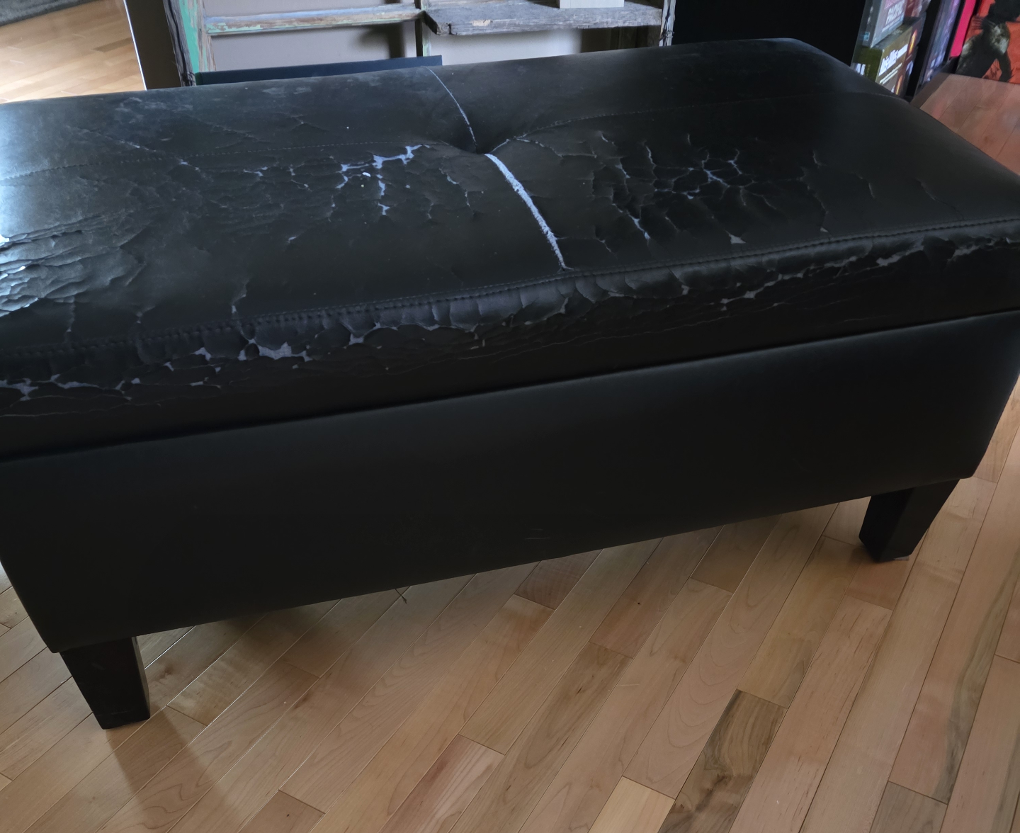 Dark brown Faux Leather Storage Ottoman Bench