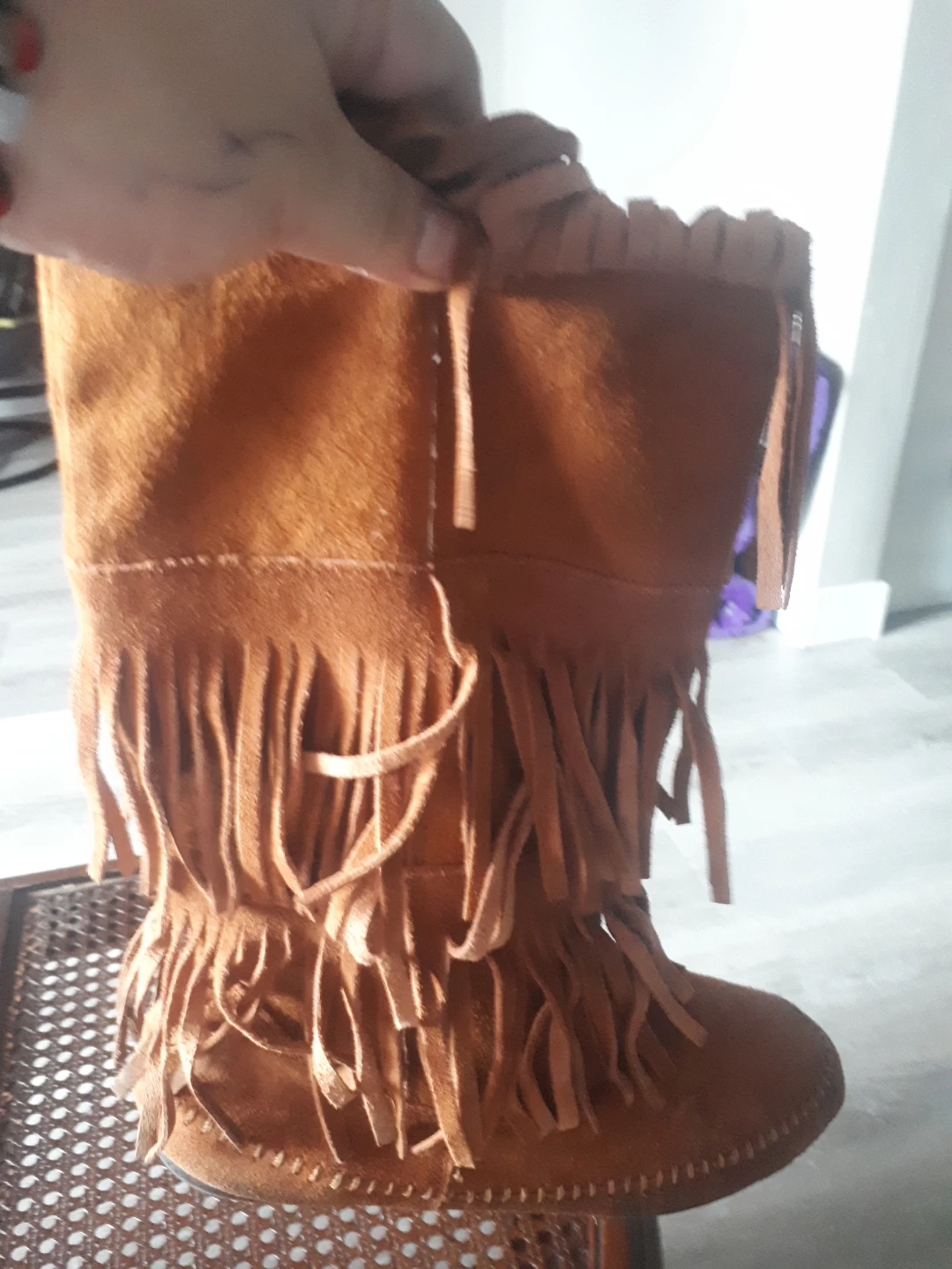 Brown Suede Fringe Boots - photo 2