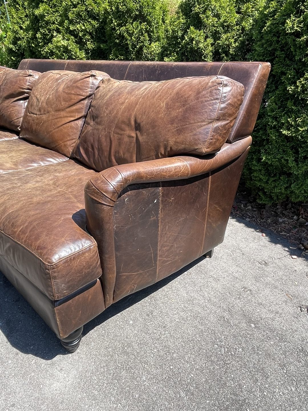 Brown leather sofa - photo 2