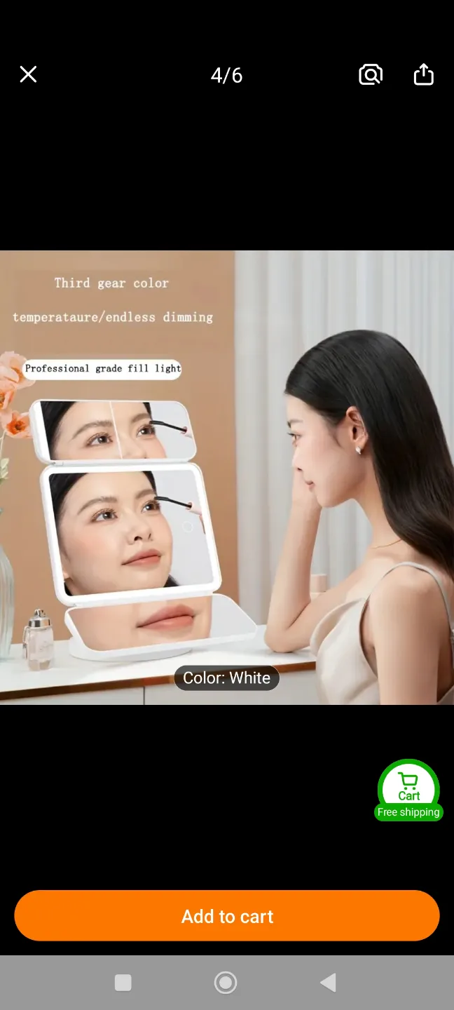 New USB chargeable Three-Fold Makeup Mirror with Lighting image indicator(8)