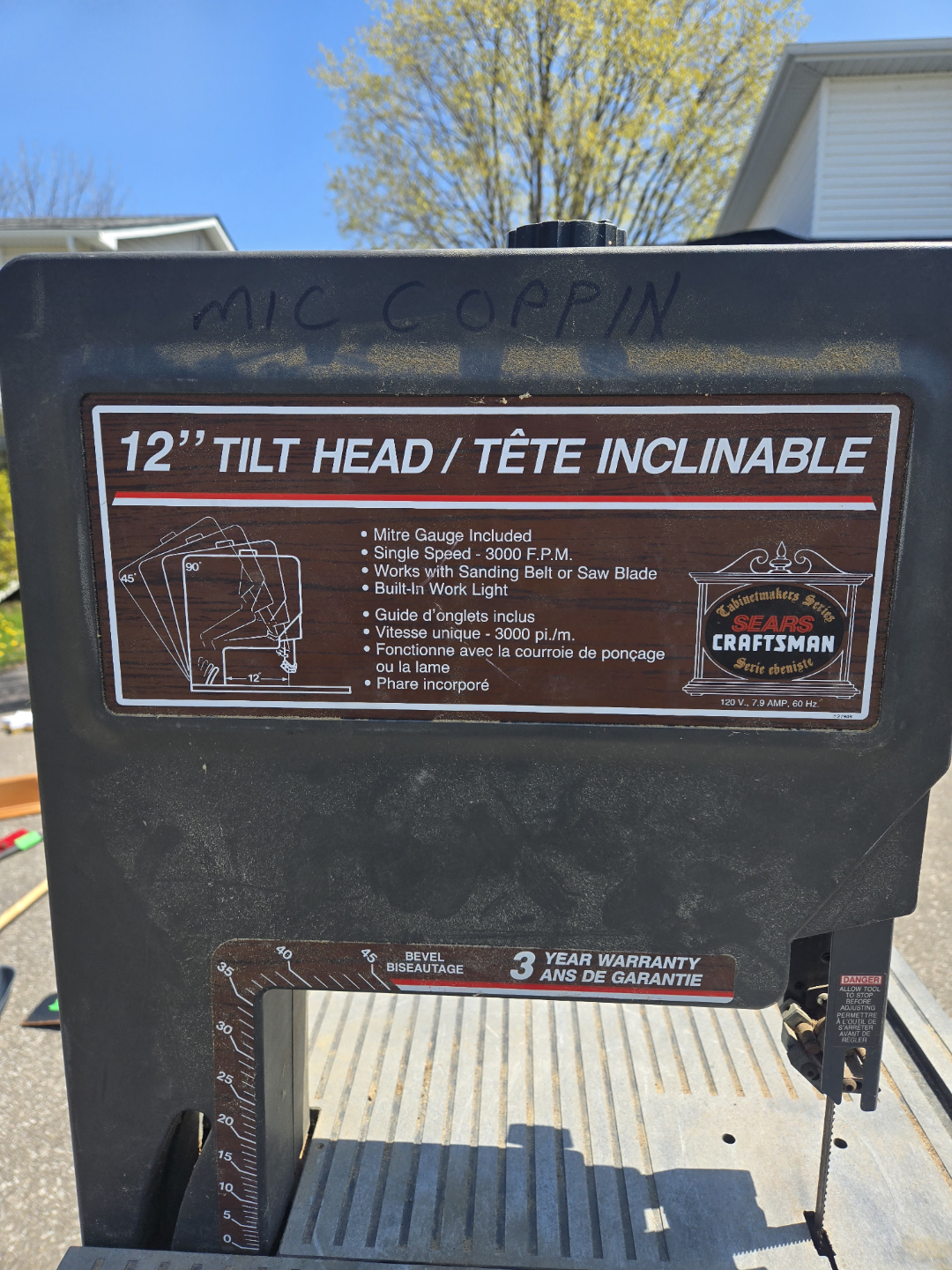 Craftsman 12" Tilt Head Band Saw