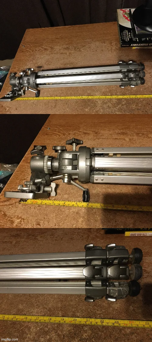 Vintage Camera Tripod with Pan Head silver 28-08-40 A Japan image indicator(9)