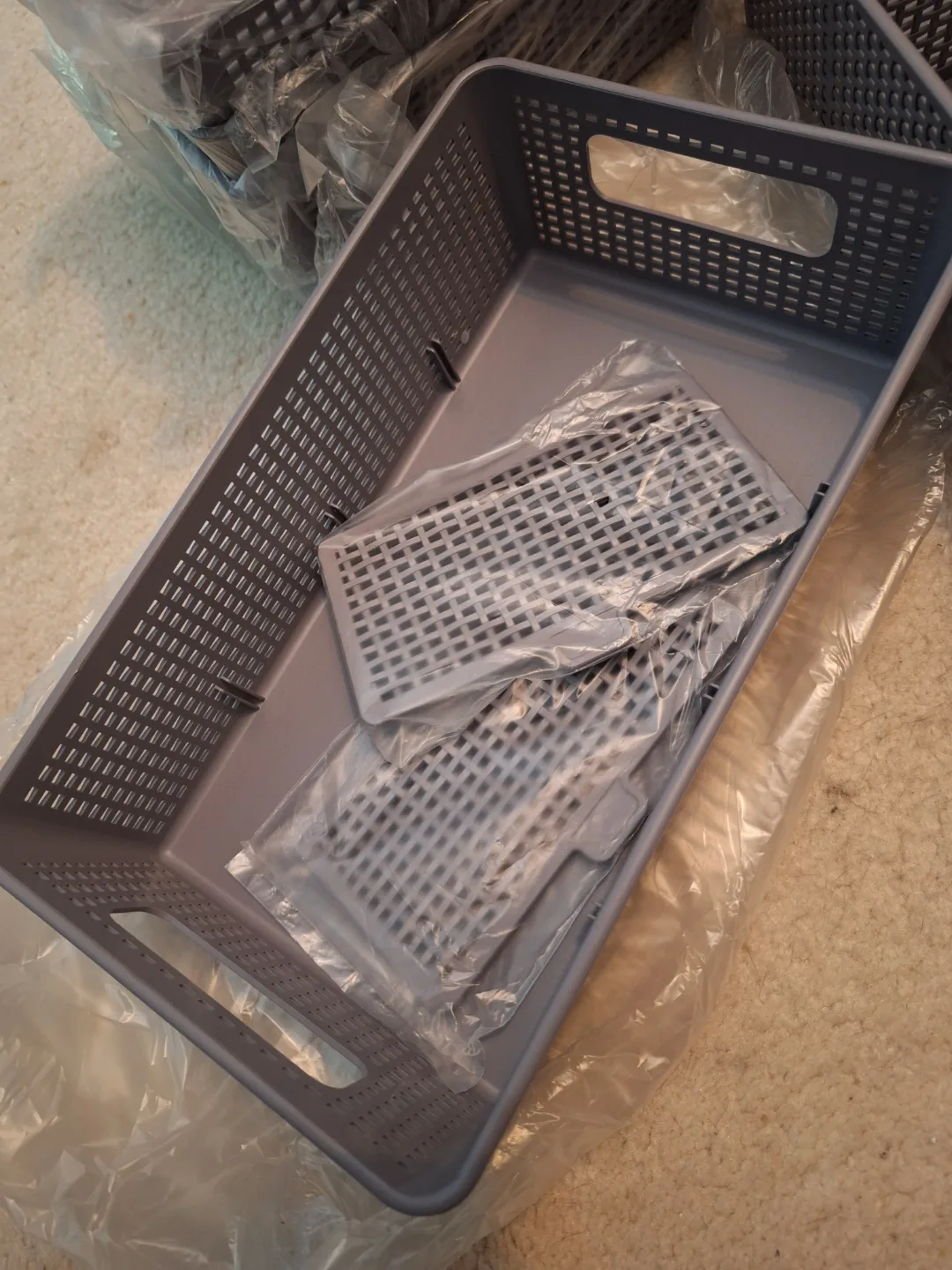 NEW Grey Plastic Storage Bins with Removable Dividers image indicator(3)