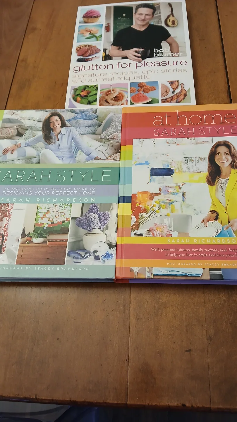 Three cookbooks and home decor books image indicator(4)