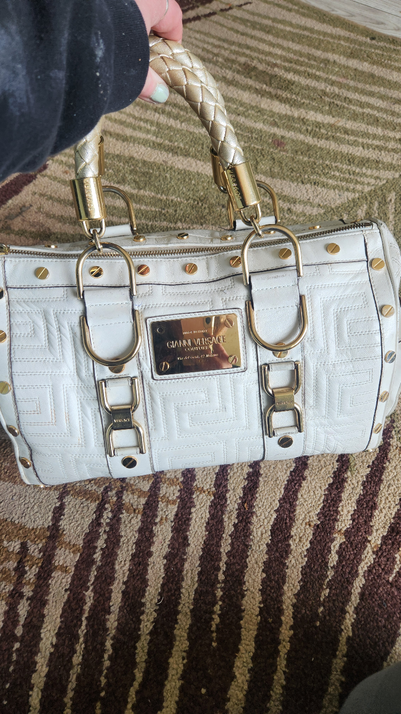 Gianni Versace White Leather Handbag