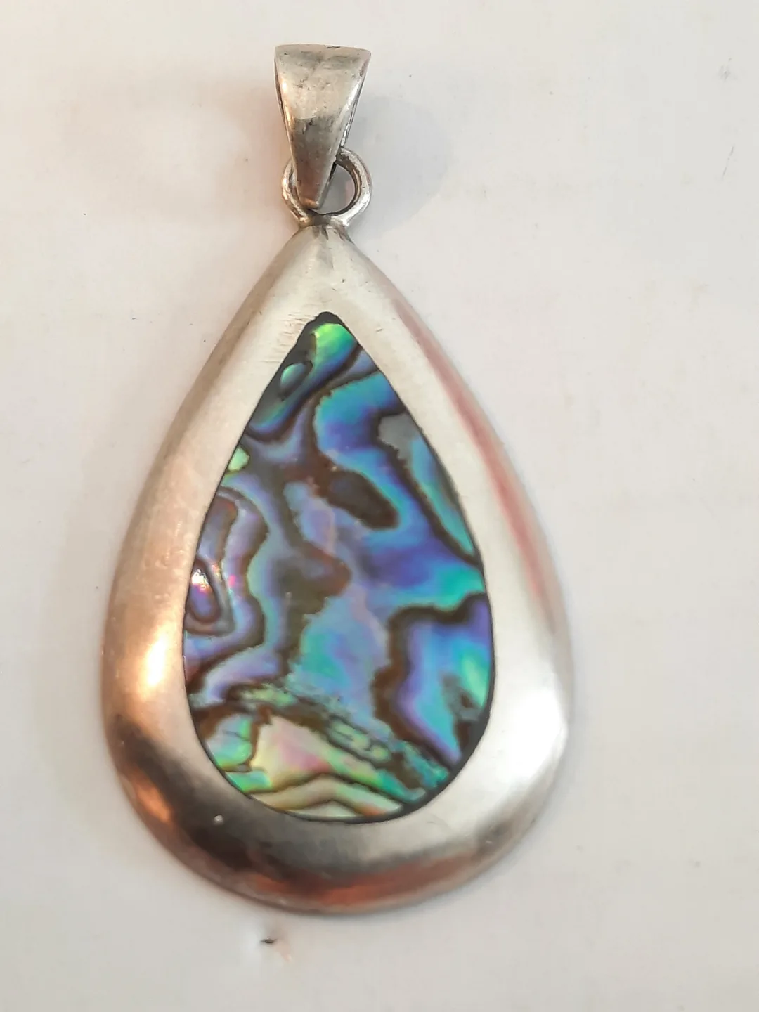 Sterling Silver Teardrop abalone Shell Pendant thumbnail