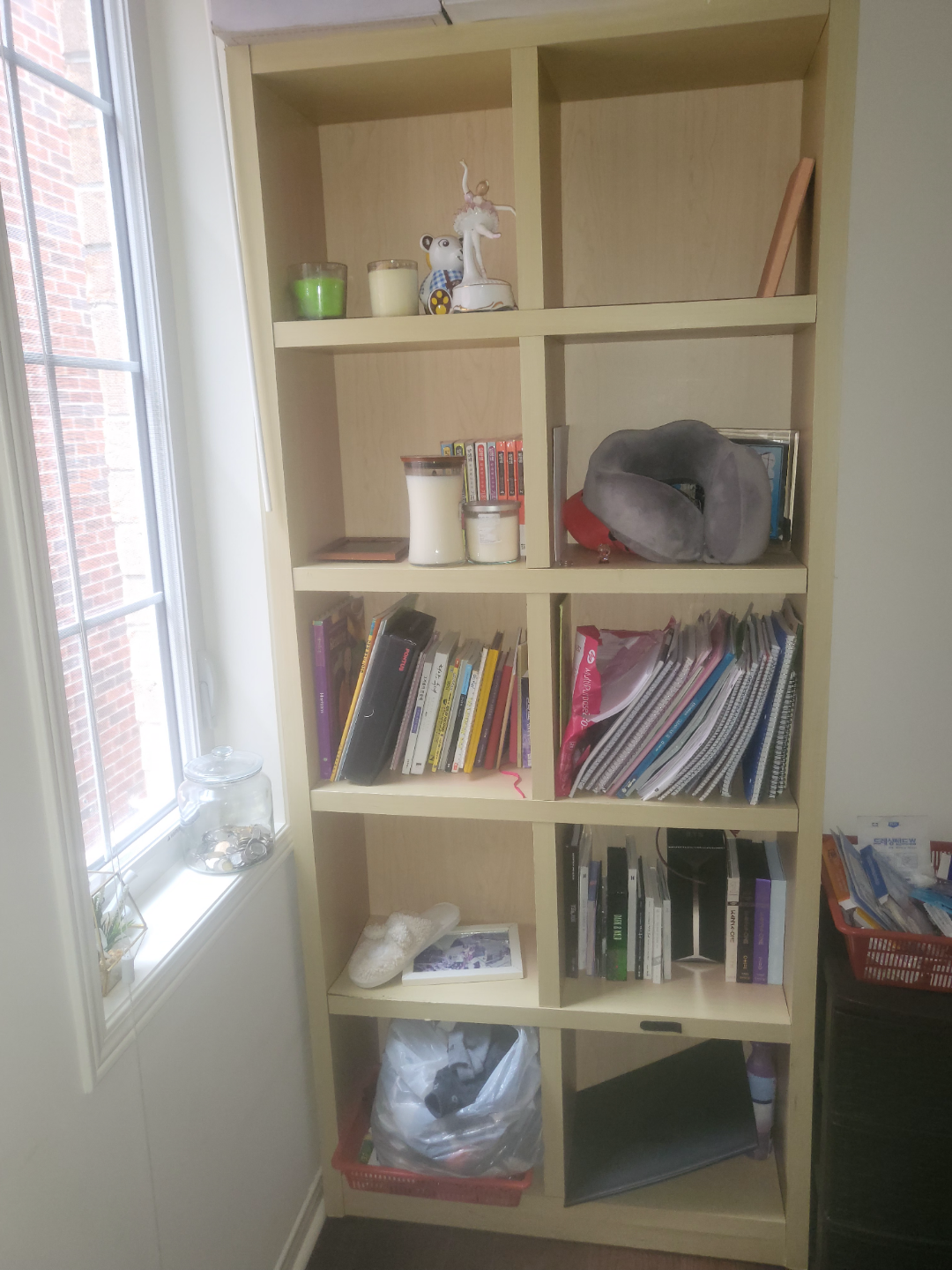 Beige Wooden Bookcase