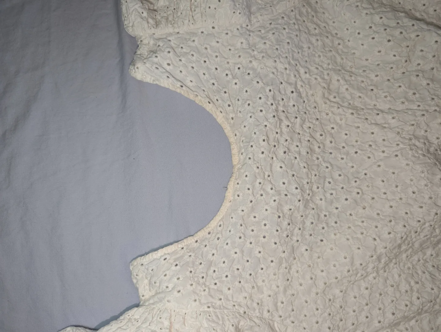 Zara White Eyelet Puff Sleeve Blouse image indicator(9)