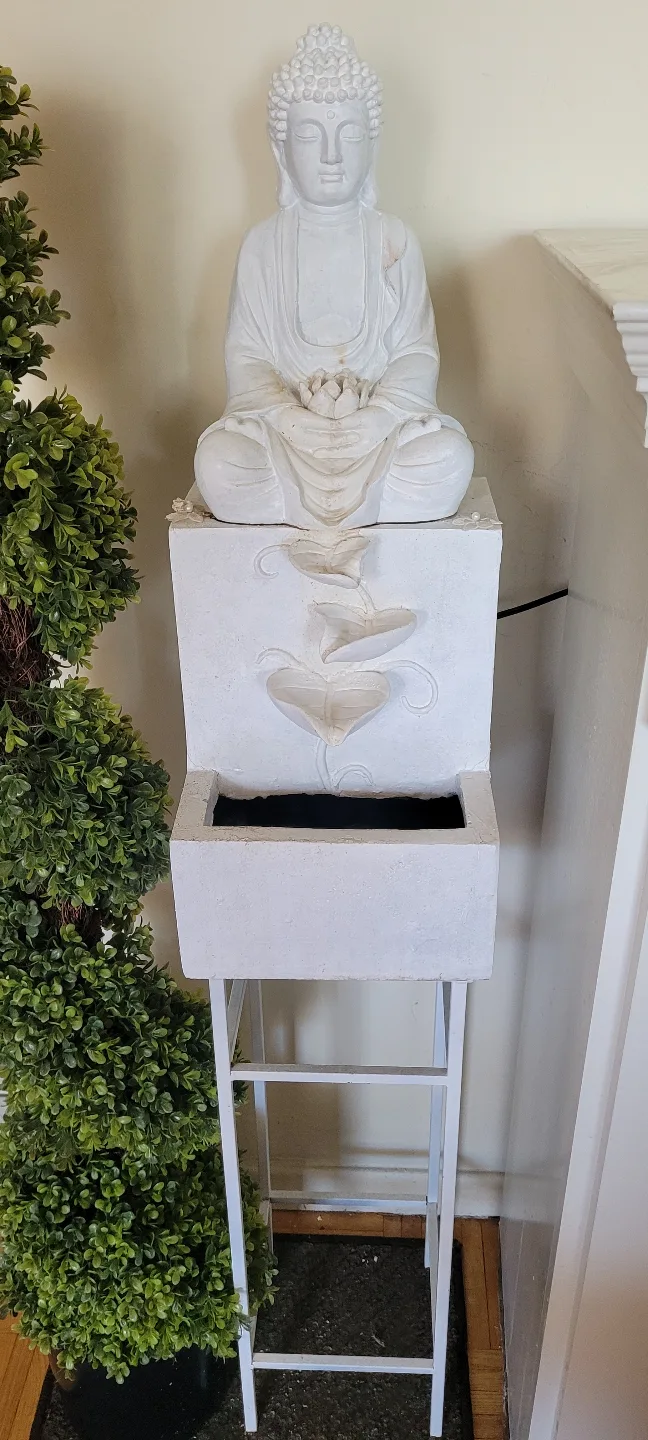 Serene White Buddha Water Fountain thumbnail
