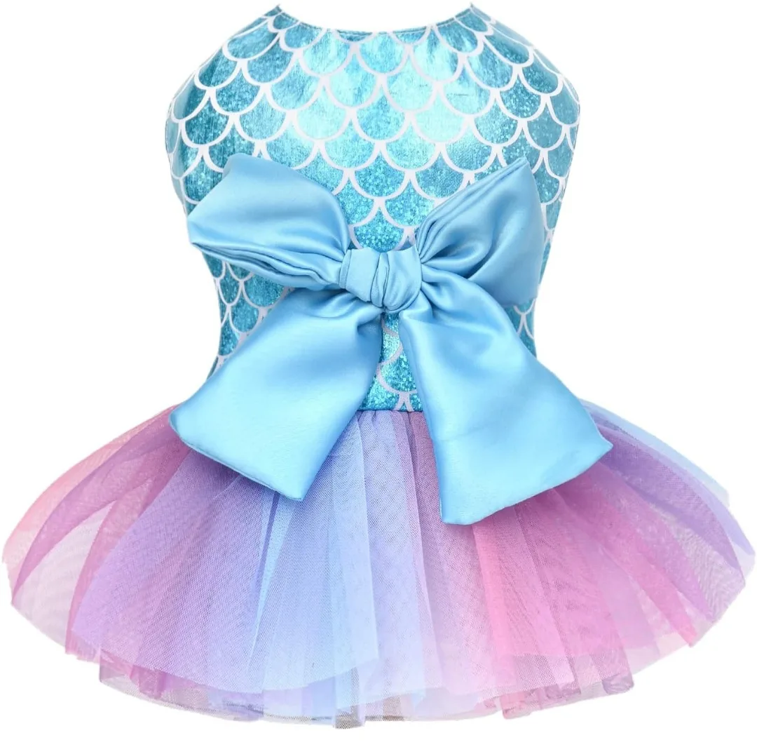 Mermaid Dog Dress with Bow and Leash - Size XS image indicator(6)