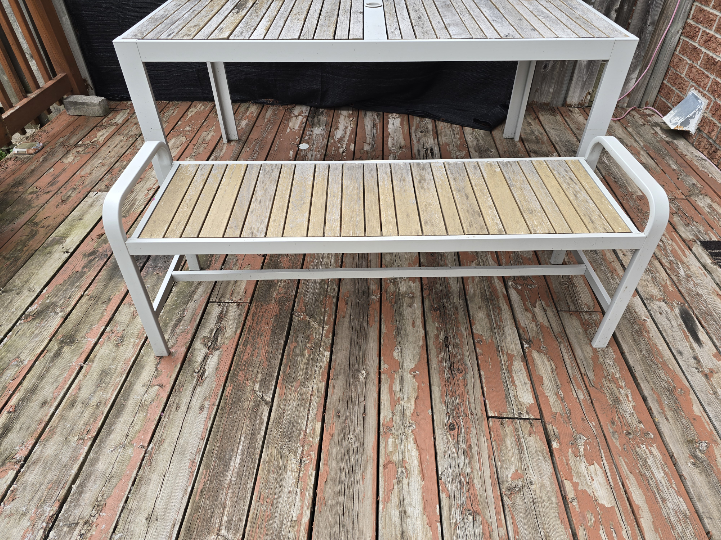 Outdoor Patio Table and Bench Set - photo 4