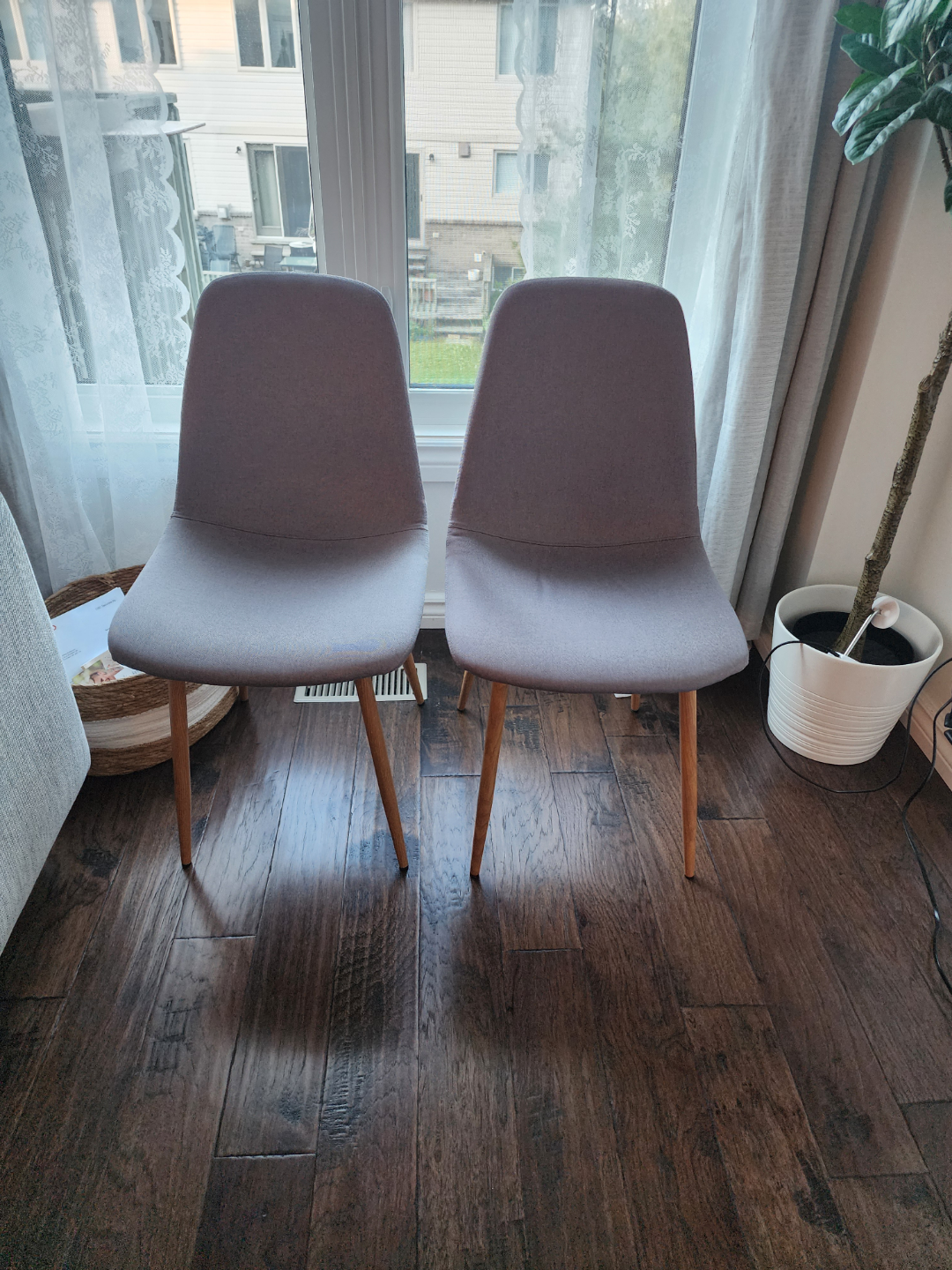 Round White Table and Two Grey Chairs - photo 2