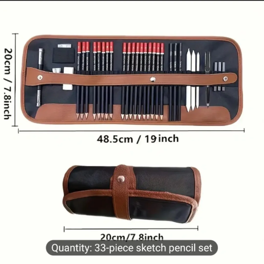 33-Piece Professional Sketch Pencil with Case and Belt image indicator(5)