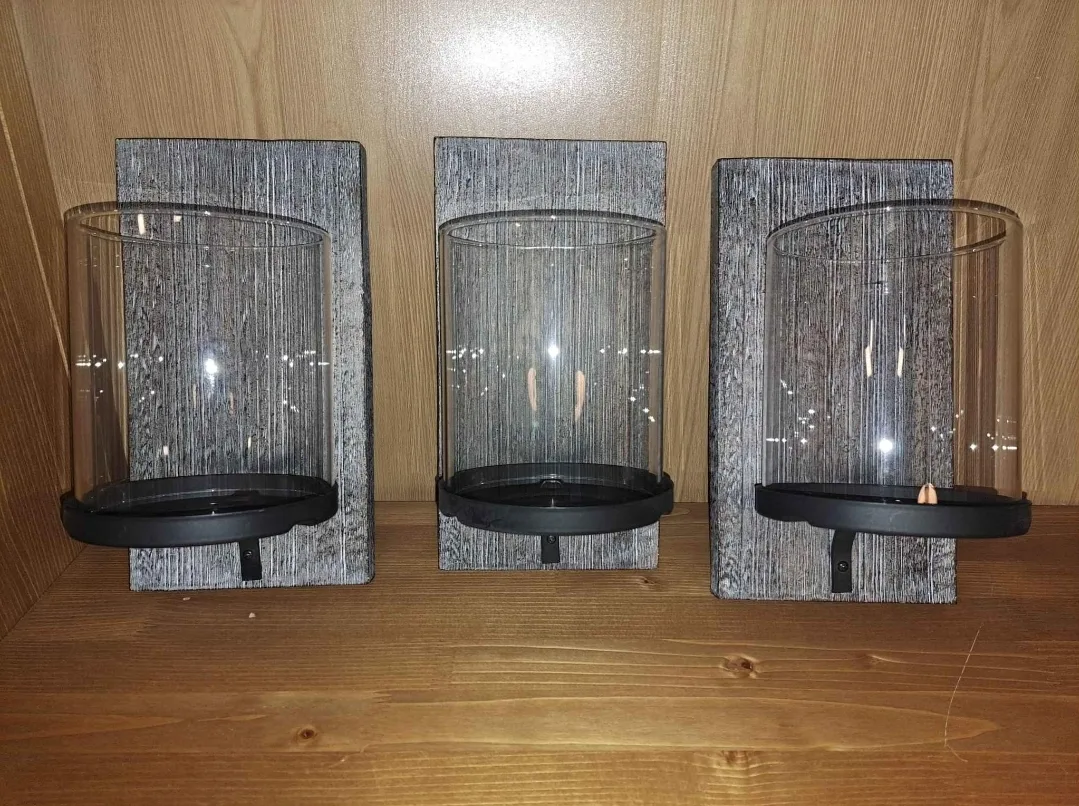 Set of Three PartyLite Rustic Farmhouse Wall Candle sconces thumbnail