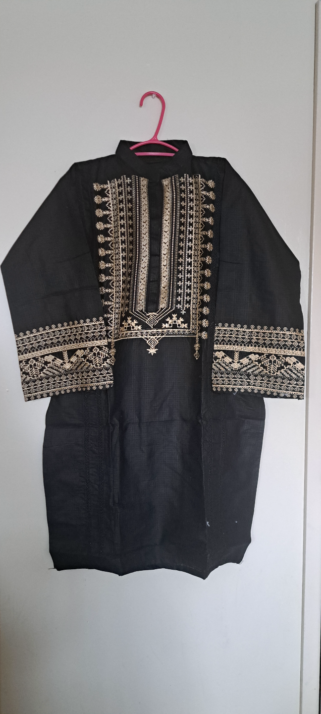Black embroidered kurta and trouser set