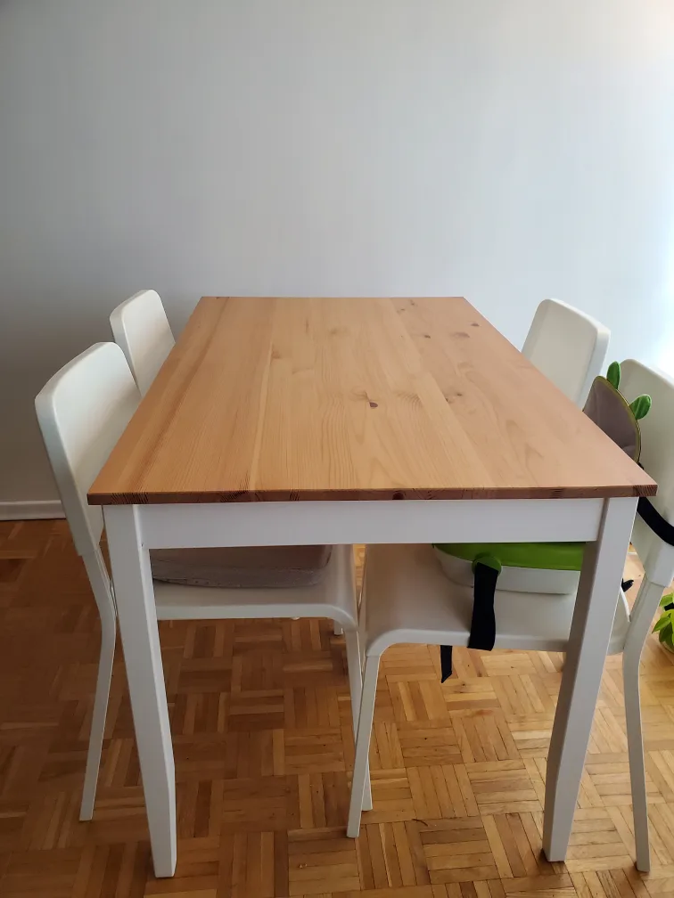 IKEA white and wood dining table (table only) thumbnail