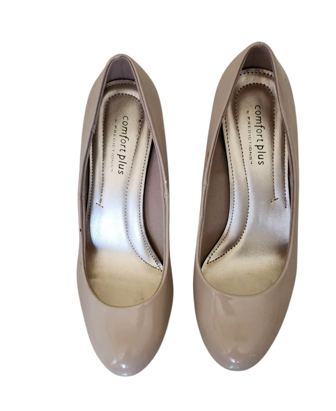 Comfort Plus by Predictions Nude Patent Leather Heels thumbnail