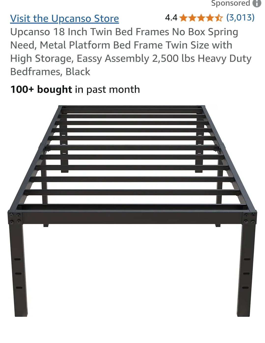 Brand New Upcanso 18 Inch Metal Bed Frame Twin Size